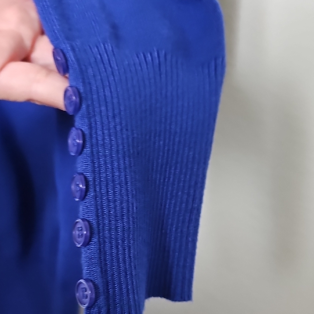Cielo Office Spring Women's Blue Cardigan Sweater Medium - Picture 5 of 7